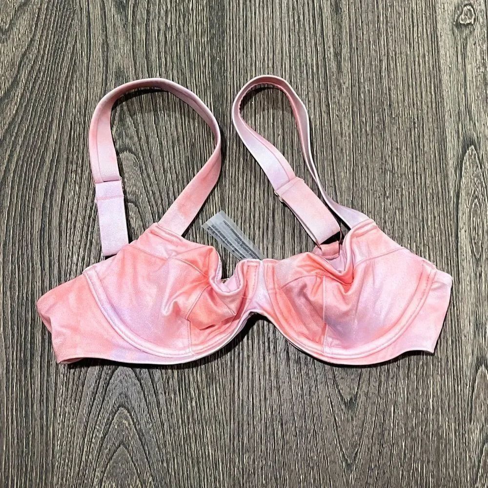 NWOT Victoria’s Secret Swim Bikini Bra Underwire Unpadded Tie Dye Pink Size 32B